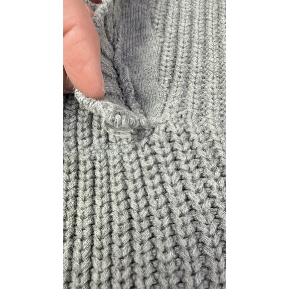 Ugg Poncho Women's Medium Grey Chunky Knit Cowl Neck Sweater Cotton 1k - Picture 7 of 13